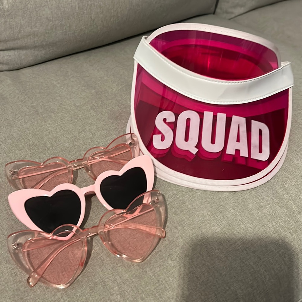 Bachelorette / costume Squad Visors & Heart Sunglasses